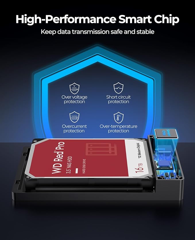 ORICO Caja de disco duro externo USB 3.0 para discos duros SATA de 3,5/2,5 pulgadas / SSD de hasta 20 TB, caja de disco duro sin herramientas de 3,5 pulgadas con fuente de alimentación de 12V/2A y aceleración UASP (3588US3)